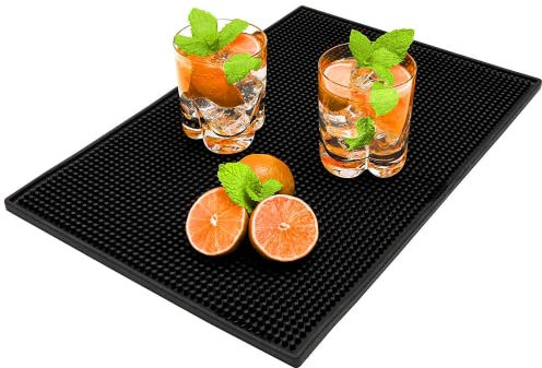 Wonwood_direct Alfombrilla De Bar 45x30cm Bar Service Mat Antideslizante Alfombrilla De Servicio para Bar Cocina Restaurante Cerveza Café Whisky (Negro)
