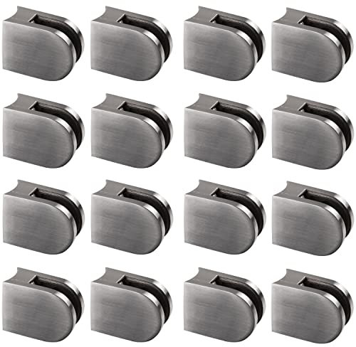 16x Edelstahl Glashalter halbrund für 10 mm Glas - Glasklemme rund für Rundrohre - Geländer Sicherung