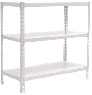 Simon Rack Metallregal 1000x800x300 mm - Simonclick | 3 Höhen, Metallablage, Biegepunkt 180 kg, Korrosionsschutzlackierung, Klicksystem-Montage, Weiss