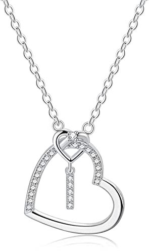 LIHELEI Damen Halskette Herz Buchstabe 925 Silber Kette Damen Personalisiere Kette, Geburtstags und Weihnachten Geschenk Für Frauen Mädchen Mama Freundin - I