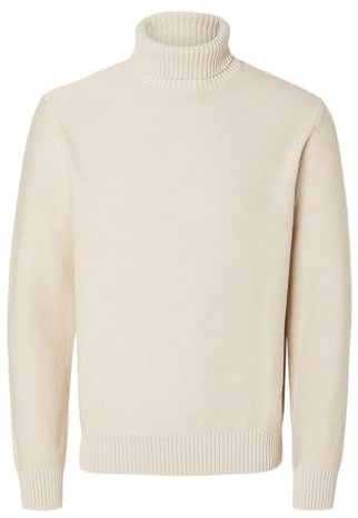 Selected Homme White Mens Oatmeal L/S Knit