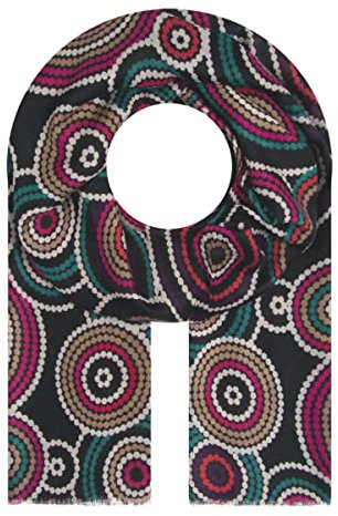 Majea Damen Halstuch Zick Zack Muster Schwarz 19 180cm x 90cm