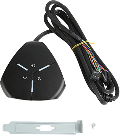 GOWENIC Desktop PC Switch Button, External PC Power Button, Dual Power Switch for Desktop Computers, External Remote Start PC Motherboard Power On Off Switch(2 USB and Audio)