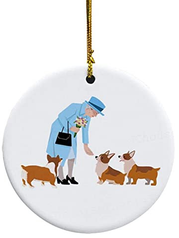 Queen and Corgi Weihnachts-Gedenk-Ornamente, 2022 Brosche, Anstecker mit Ihrer Majestät, Königin Elizabeth II, Weihnachtsbaum, Gedenkdekoration, Trauergeschenk