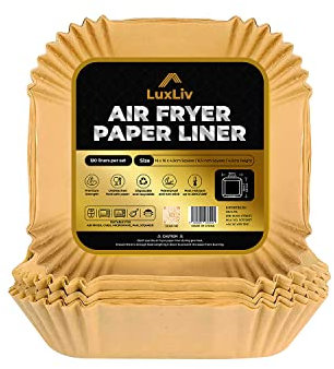 LuxLiv 120 Pcs Air Fryer Liners Paper Parchement Baking Liners (Square Bowl - 16cm x 16cm x 4.5 cm) - Unbleached