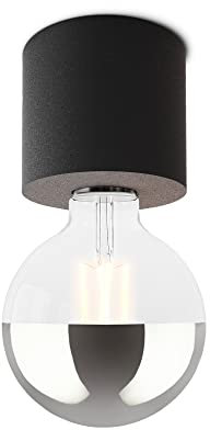 SSC-LUXon NAMBI Deckenleuchte E27 klein rund in schwarz inkl. E27 Spiegelkopf LED Birne Globe - Aufbauleuchte warmweißes Licht