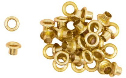 Craftelier - Packung mit 40 Basic Metallic-Ösen Ideal für Scrapbooking | Gültig für verschiedene Materialien | Größe ca. Innendurchmesser 5 mm und Außendurchmesser 8 mm - Gold