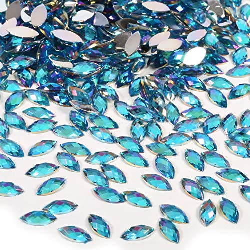 Glitzersteine Selbstklebend, Selbstklebende Strasssteine Groß, Strasssteine Zum Aufnähen, Deko Stein Wassertropfen, Pferdesaugenform Acryl Flatback Strasssteine Scrapbooking Craft, Blaue