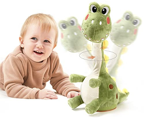 TUMAMA Sprechende Tanzende Dinosaurier Spielzeug,Elektronische Dinosaurier Plüsch-Musikspielzeug mit Aufnahme Wiederholend Sprechen,Singende Dinosaurier Baby Spielzeug Geschenke