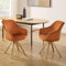 Zouron Chaise de Salle à Manger (Lot de 2), Chaise pivotante (360°), Fauteuil en Velours, Chaise de Bureau avec Pieds dorés, Chaise de Cuisine avec accoudoirs et Assise rembourrée, Orange