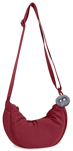 Crossbody Bag Damen, Halbmond Bauchtasche Damen Stylisch, Halfmoon Crossbody Umhängetasche Damen Mittelgroß, Y2k Accessoires Nylon Sling Bag Damen, Verstellbarer Schultergurt Shoulder Bag (rot)