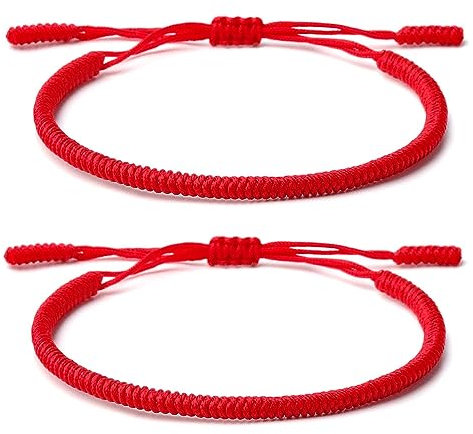 ZYMGUO 2 Portafortuna Braccialetto + Regalo Buddista! Tibetano Amicizia Color Corda Bracciale. Per uomo donna adolescenti. Dimensione regolabile, Fatto a Mano