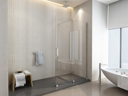 Parete Doccia tipo WALK-IN Scorrevole vetro 8 MM anticalcare reversibile Telaio Cromato (136-140 cm)