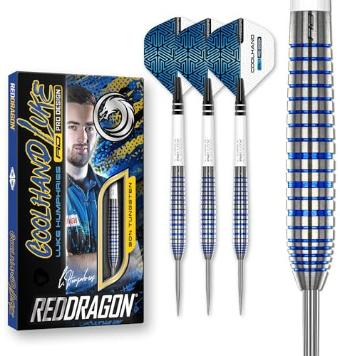RED DRAGON Luke Humphries TX3 Cool Blau SE 24 Gramm Premium Wolfram Steeltip Dart Set mit Flüge und Schäften