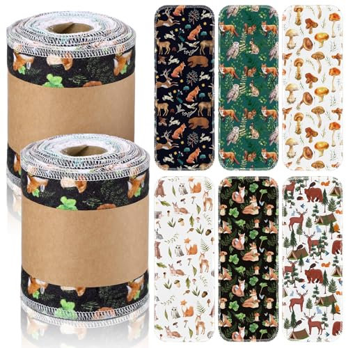 FuWeave 60 Pack Reusable Toilet Paper Washable Reusable Bidet Towels Bulk Paperless Towels Rolls Flannel Cotton Treadmill 12 x 4.3 Cloth Wipes Bathroom Napkins with Cardboard(Wilderness)