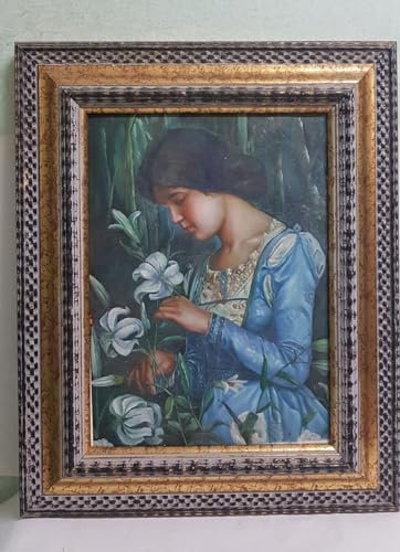 Bild Dama Ölgemälde auf Leinwand Rahmen Blattgold 56 x 46 cm