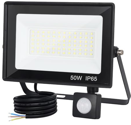 50W Projecteur LED Exterieur Avec Détecteur de Mouvement Projecteurs Extérieurs IP65 Etanche Super Lumineux 5000LM 6500k lumière froide Eclairage Mural Extérieur led toit jardin jardin porte garage