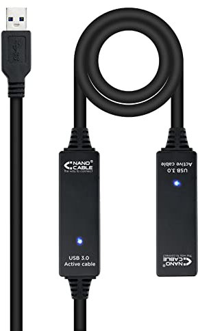 Monkey Ladder Cable USB 3.0 con amplificador, tipo A macho a A hembra, 15 metros, ideal para extender conexiones y transferir datos rápidamente.