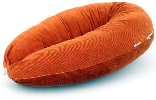 HOBEA-Germany Stillkissen 190 cm x 76 cm XXL Lagerungskissen Schwangerschaftskissen für Baby und Erwachsene Seitenschläferkissen Stillkissen mit Bezug aus Bio Baumwolle, Cord Rostorange