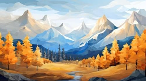 adrium Acryl-Bild 150 x 80 cm: eine Low-Poly-Landschaft mit Bergen und Bäumen (211837097)