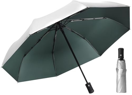 ThreeH Paraguas plegable Protección solar UPF 50+ Paraguas compacto de viaje Capa de recubrimiento plateado Tela que bloquea los rayos UV,Verde