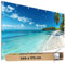 TRIOSK Sichtschutz Garten Dekoration Plane groß mit Motiv Strand Südsee Paradies Meer Motivbanner Blickdicht für Terrasse Zaun Gartenzaun Gartenposter PVC Zaunblende 340x173 cm