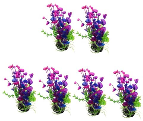 Kisangel 6 Pièces Décor De Terrarium pour Reptiles Plante sous- Récipient en Verre Décoration De Terrarium pour Reptiles Décor De Terrarium Simulé Vif Plantes Aquatiques Aquarium