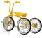 Cyrank Metall-Dreirad-Modell, Gelbes Mini-Dreirad-Modell, Ornamente, 3D-Fahrrad Mit DREI Rädern, Kunstskulptur, Metall-Fahrrad, Desktop-Deko-Figuren, Fahrrad-Miniatur-Statue