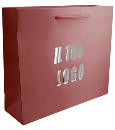 Mister Shopper - Shopper Bag Lusso Collection in carta kraft - Personalizza con logo o scritta stampa a caldo - 100 Pezzi (Rosa Antico, 18x8x20)