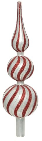 Magie di Natale Puntale per albero di Natale con sfere in vetro e addobbo da 31 cm (puntale a strisce)
