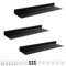 Etagères Murales Lot de 3,Noir 30cm Etagere Murale en Aluminium Percage ou sans Percage Etagere Flottante Murale pour Salon Chambre Bureau Salle de Bains ou Cuisine