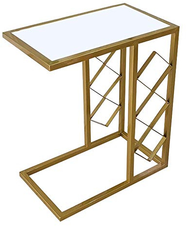 KG7HQRP Marble Sofa Side Table, Laptop Table, Metal Coffee Table, Sturdy and, Suitable for Home and Living Room Use