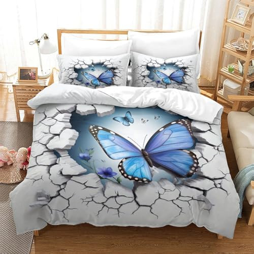 HEYLInUP Dracheflies Bettbezug Set Bettwäsche Set Kinderbettwäsche-Set Reißverschluss Mit Kissenbezügen Betten Set Für Jungen Und Mädchen, Kinder Single(140x200cm)