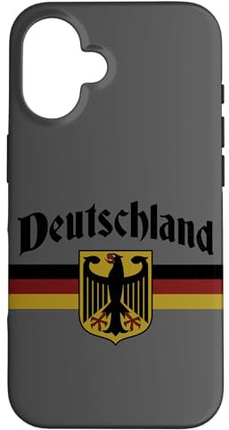 Germany Heritage Gifts Men Women Hülle für iPhone 16 Deutschland Fahne Banner Adler Wappen Oktoberfest Schutzhülle aus Polycarbonat und TPU mit Vintage-Design und deutscher Flagge und Bundesadler