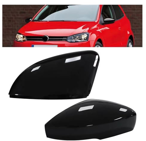 Spiegelkappen Für VW Für Polo 6R 2009–2018 Ab 2016, Glänzend Schwarze Flügeltürspiegel-Abdeckkappen Außenspiegelkappen