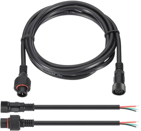 PATIKIL Câble d'Extension Rallonge 2 Mètre 5 Broches 20AWG Étanche IP67 Rallonge avec 7.87 Mâle Femelle Câble pour Bande Lumineuse LED Solaire pour Bateau, Voiture, Camion, Noir
