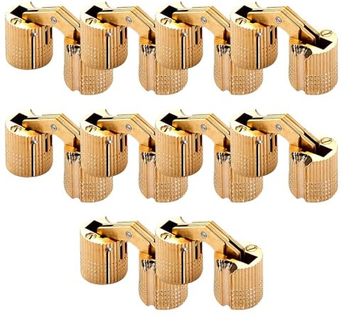 Lot de 10 charnières cylindriques dissimulées pour meubles en laiton - Charnières invisibles - Installation facile