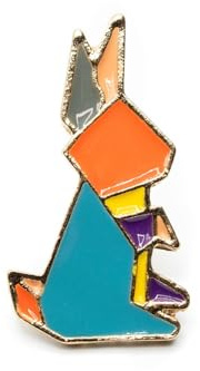 Miniblings Broche origami lapin en émail géométrique – Bijoux tendance originaux I Pin Button Pins, 26mm, Métal, émaillé, Non connu