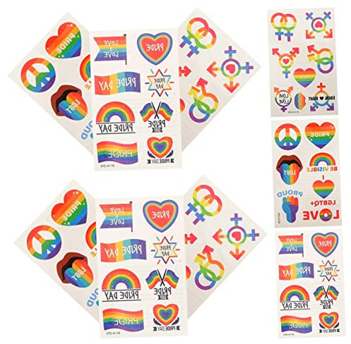 Ipetboom 9sheets Easy Apply Diy Rainbow Sticker Pride for Face Body Art Party Decor