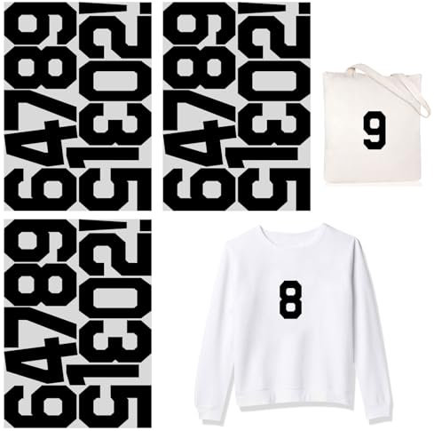 4 Inch 3sets 1-10 Number Iron On Heat Transfer Fabric Vinyl DIY for Sport Jerseys T Shirts Clothes Slogan Printing Crafts Decoration (Black)