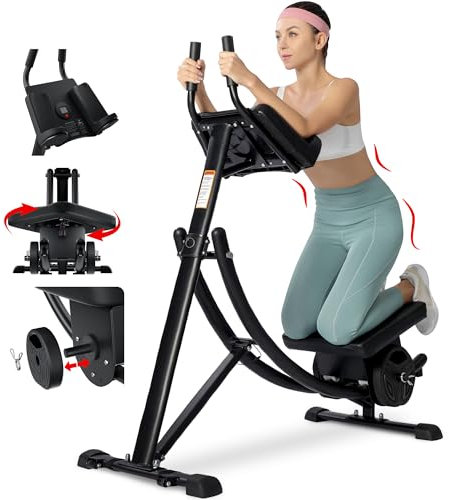 HVO Bauchtrainer Bauchmuskeltrainer für Bauchtraining: Klappbares Bauch und Rückentrainer Gerät Abdominal Trainer Home Gym Equipment für Zuhause Bis 200kg Schwarz