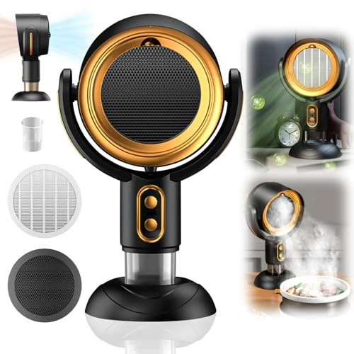 Mini-Dunstabzugshaube,Tischhaube Mobile Dunstabzug Umluft mit 180 m³/h Starker Saugleistung,2 Leistungsstufen,Recyclingmodus mit Kohlefilter,Tragbarer Rauchfilter für Grillen BBQ Camping Wohnmob (03)