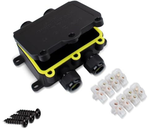 Innfeeltech 1 pièce Boîte de dérivation électrique étanche, extérieur Boîte de jonction de câbles étanche LF-2068-4H, 4 voies pour fils de 3.5 à 10mm de diamètre