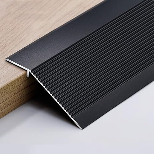 QAZXDRFG Tira de transición de 183 cm para Suelo a baldosa, Tira de Borde Resistente para baldosas y Laminado, Barra de rampa Antideslizante para Suelos laminados (Negro)