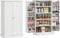 HOMCOM Küchenschrank Küchenbuffet Geschirrschrank modernes Aufbewahrungsmöbel mit Schränken, verstellbarem Regal und 12 Gewürzhaltern, Vorratskammer für Esszimmer, Wohnzimmer, 60 x 30 x 104 cm, weiß