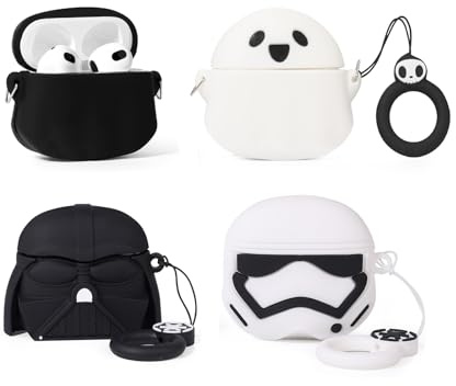 (4 Packung) Hülle für AirPods 3rd Erzeugung Ohrhörer(2022), XMBYGY Silikon Aufladung Fall Schutz Abdeckungen mit Niedlich Cartoon Haut Design für AirPods 3, mit Karabiner