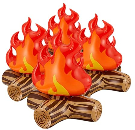Zerodeko 4pièces Décorations Feu De Camp Factices Flammes Gonflables Rouges Pour Camping Fêtes à Thème Accessoires Imitation Facile à Transporter Et Installer