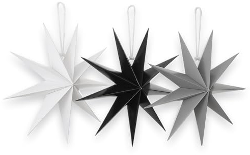 Festicy Papiersterne zum Aufhängen I 3 St Ø 30cm in schwarz, weiß, grau I geeignet als Weihnachtsstern Fenster Deko Sterne I stilvolles Papiersterne Weihnachten Set I nachhaltiges Stern Papier Set