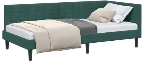 vidaXL Space-Saving Velvet Corner Bed Frame for Bedroom Furniture