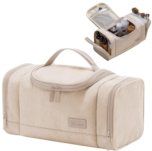 Outplea Neceser Viaje Mujer, Pequeña Bolsas de Maquillaje con Asa, Bolsa de Aseo Portátil de Viaje, Organizador para Artículos de Tocador Cosméticos Accesorios, Rosa